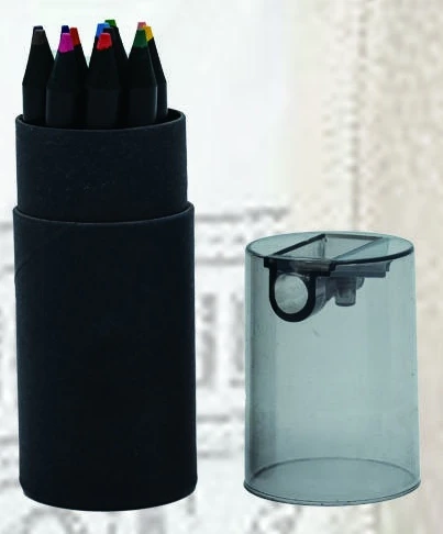 Short black wood colored pencils in tube — KS0711