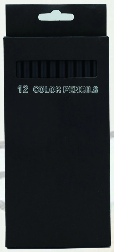Black wood colored pencils in black box — KS0714