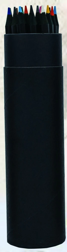 Black wood colored pencils in medium tube — KS0724