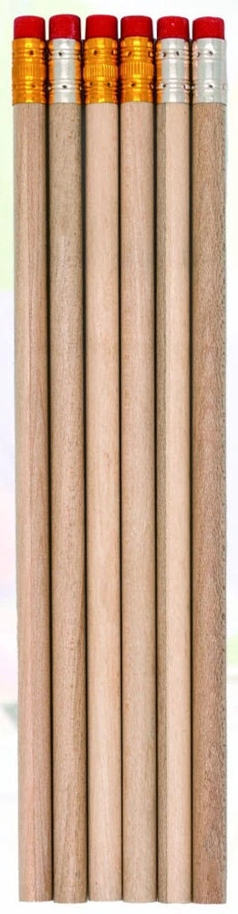 Natural finish graphite pencils with erasers — KS1422