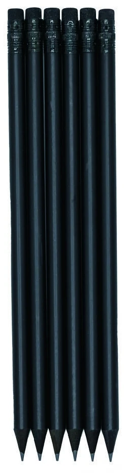 Black wood graphite pencils with erasers — KS1921