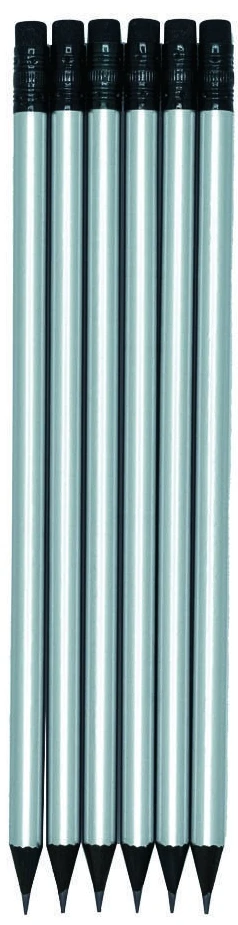 Silver finish black wood graphite pencils — KS1922
