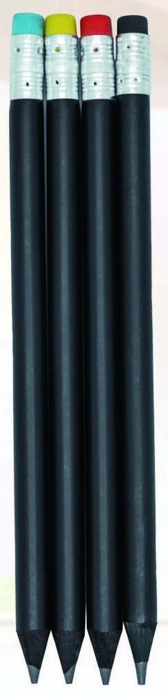Black wood graphite pencils with colored erasers — KS2212