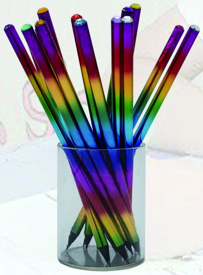 Rainbow crystal-top pencils — KS3309