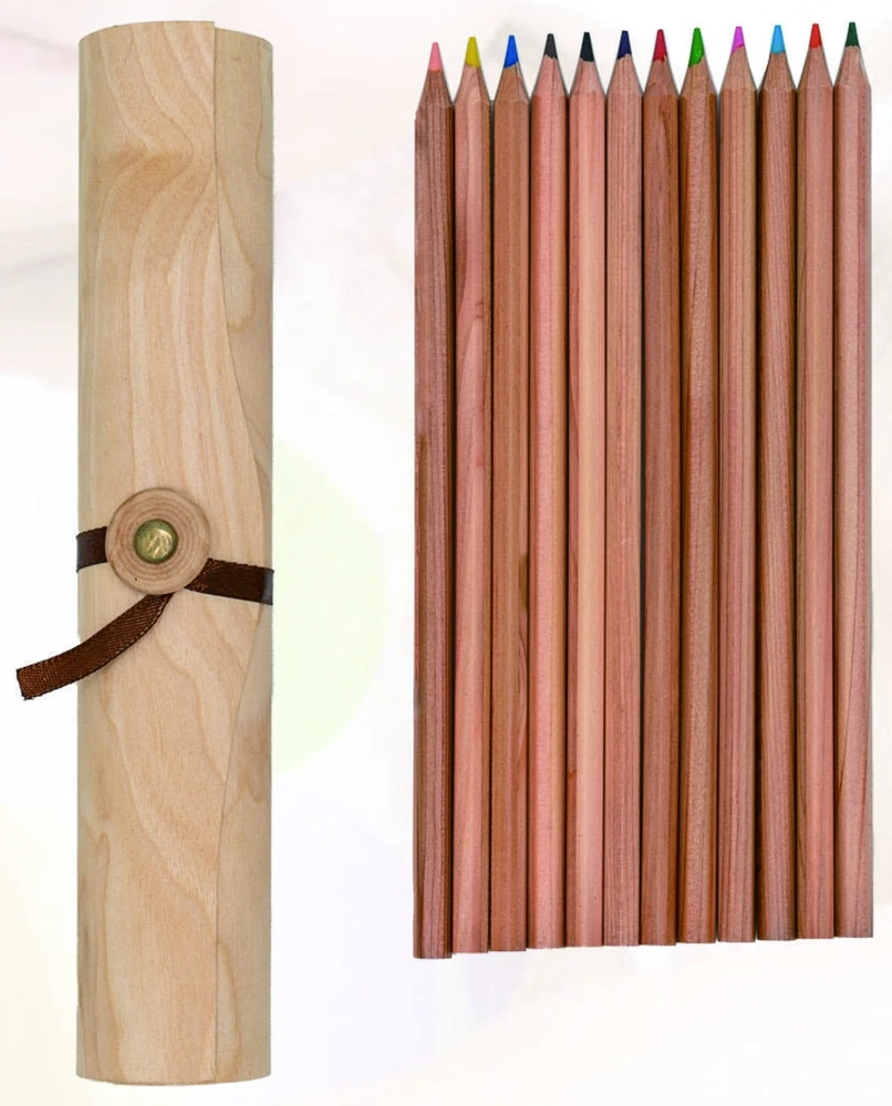 Cedar colored pencils with wooden case — KS4041