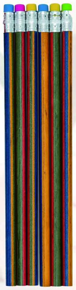 Rainbow wood pencils with erasers — KSD001